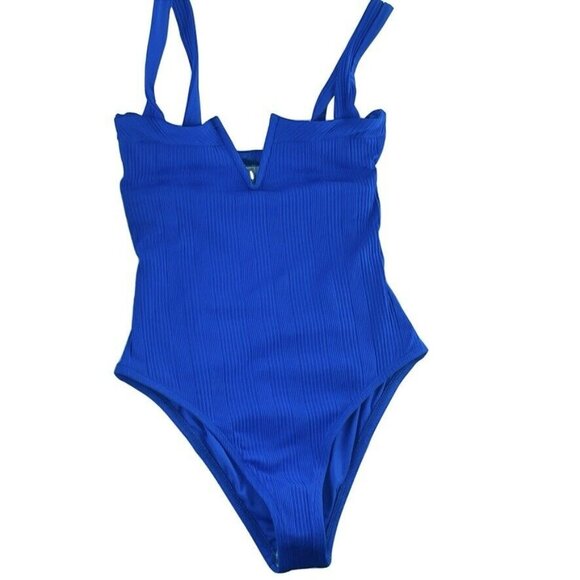 L SPACE by MONICA WISE Swimsuit Blue Cheeky 1 Piece Womens Size 6 NEW $187 - Picture 2 of 8